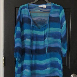 Sheer Lightweight striped Blues Blouse